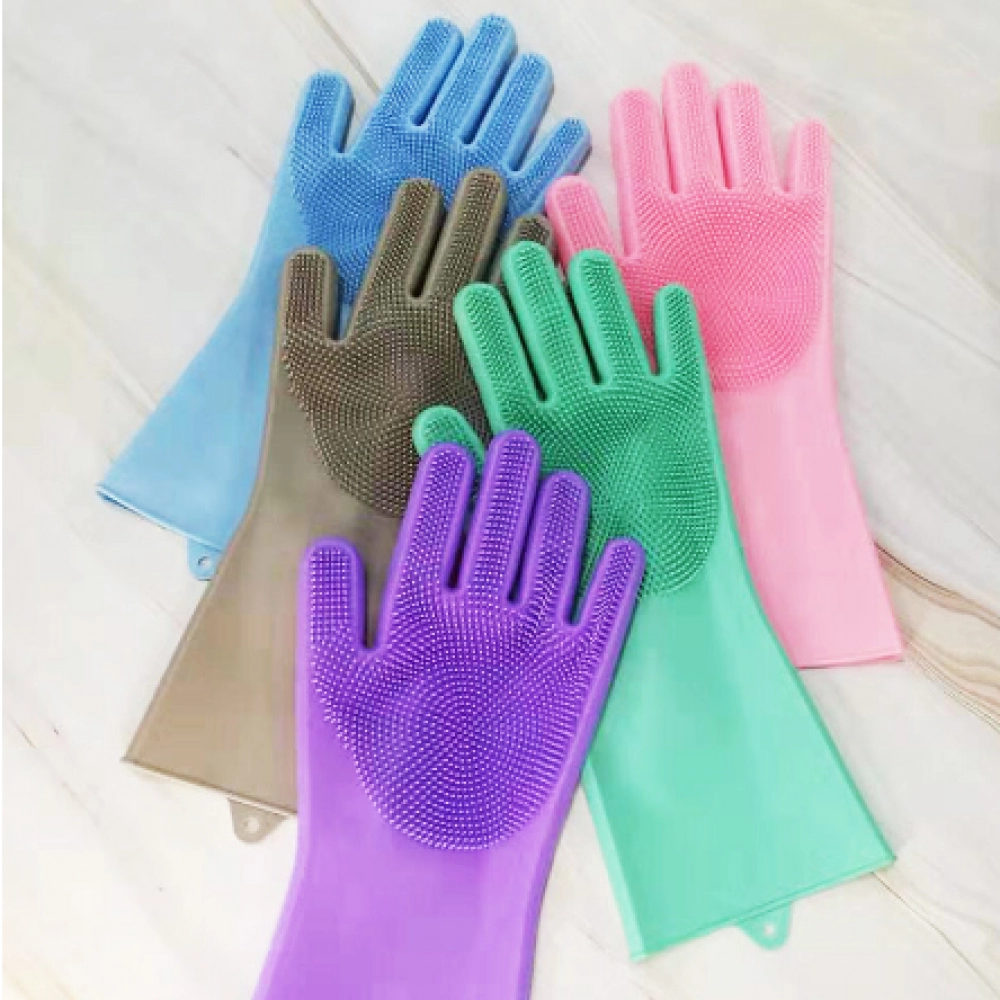 Dishwashing gloves Kitchen washing silicone cleaning gloves Thermal insulation wear-resistant kitchen household cleaning gloves