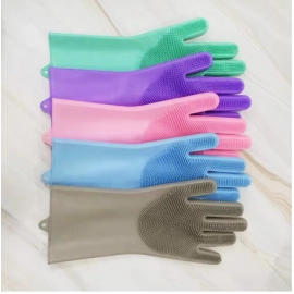 Dishwashing gloves Kitchen washing silicone cleaning gloves Thermal insulation wear-resistant kitchen household cleaning gloves