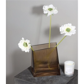 Modern Geometric Trapezoidal Vertical Corrugated Transparent Glass Vase Ornaments Home Softpack Aquaculture Flower Set