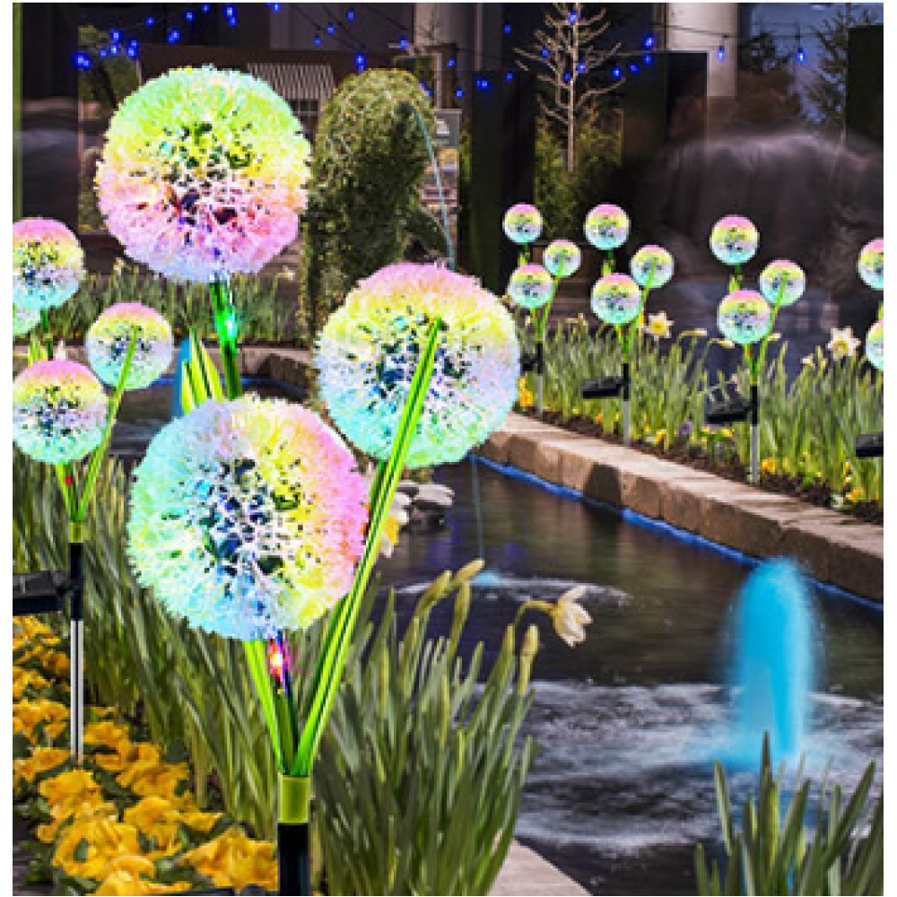 Solar lawn lamp, ground insertion, three head dandelion lamp, LED outdoor garden lawn decorative lamp  Ornamental lamp