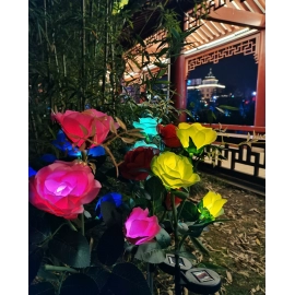 Solar Rose LED Lamp Outdoor Lawn Ground Insertion Garden Simulated Flower Decoration  Landscape lights