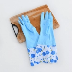 Winter Dishwashing Gloves Kitchen Household Gloves Washing Clothes Plush Waterproof Household Durable One Piece Plush Milk  Rubber